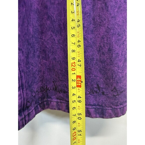 Vtg Sundance Women’s Denim Open Jacket PURPLE Acid Washed Southwestern Painted M - Picture 7 of 14